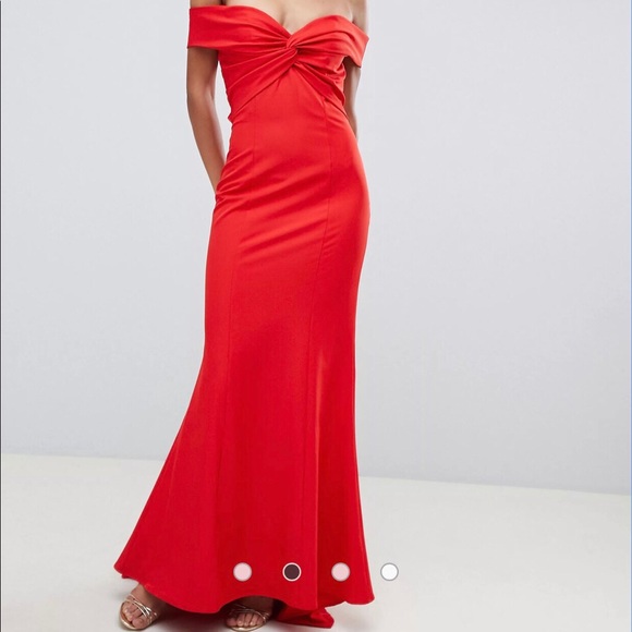 ASOS Jarlo Red Gown Bridesmaid Prom Dress 6 - Picture 3 of 6